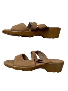 Munro American Sierra Tan Nubuck Leather Comfort Wedge Sandals Size 9 M